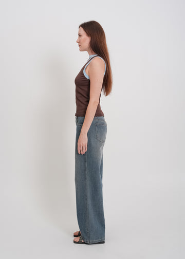 Tashi Knit Tank / Chocolate-Baby Blue