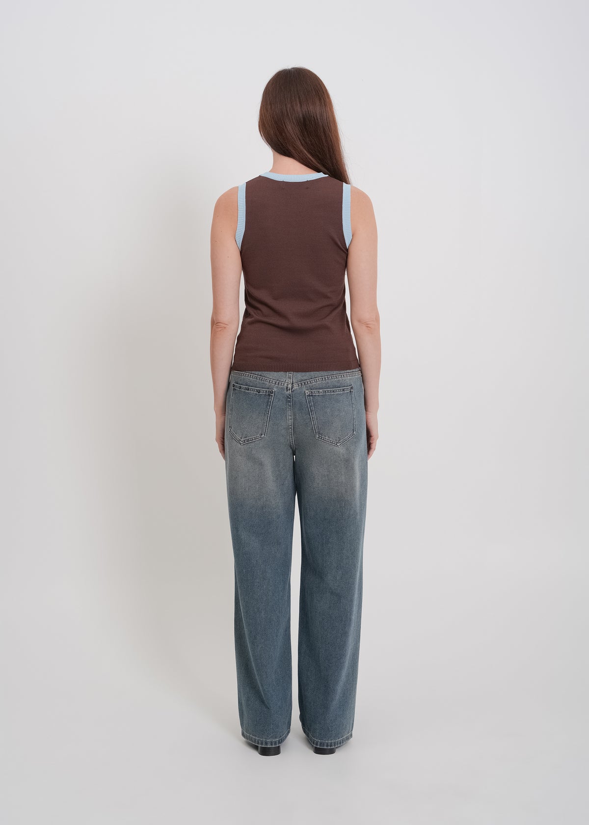 Tashi Knit Tank / Chocolate-Baby Blue - 
Chocolate Baby Blue (image 4)