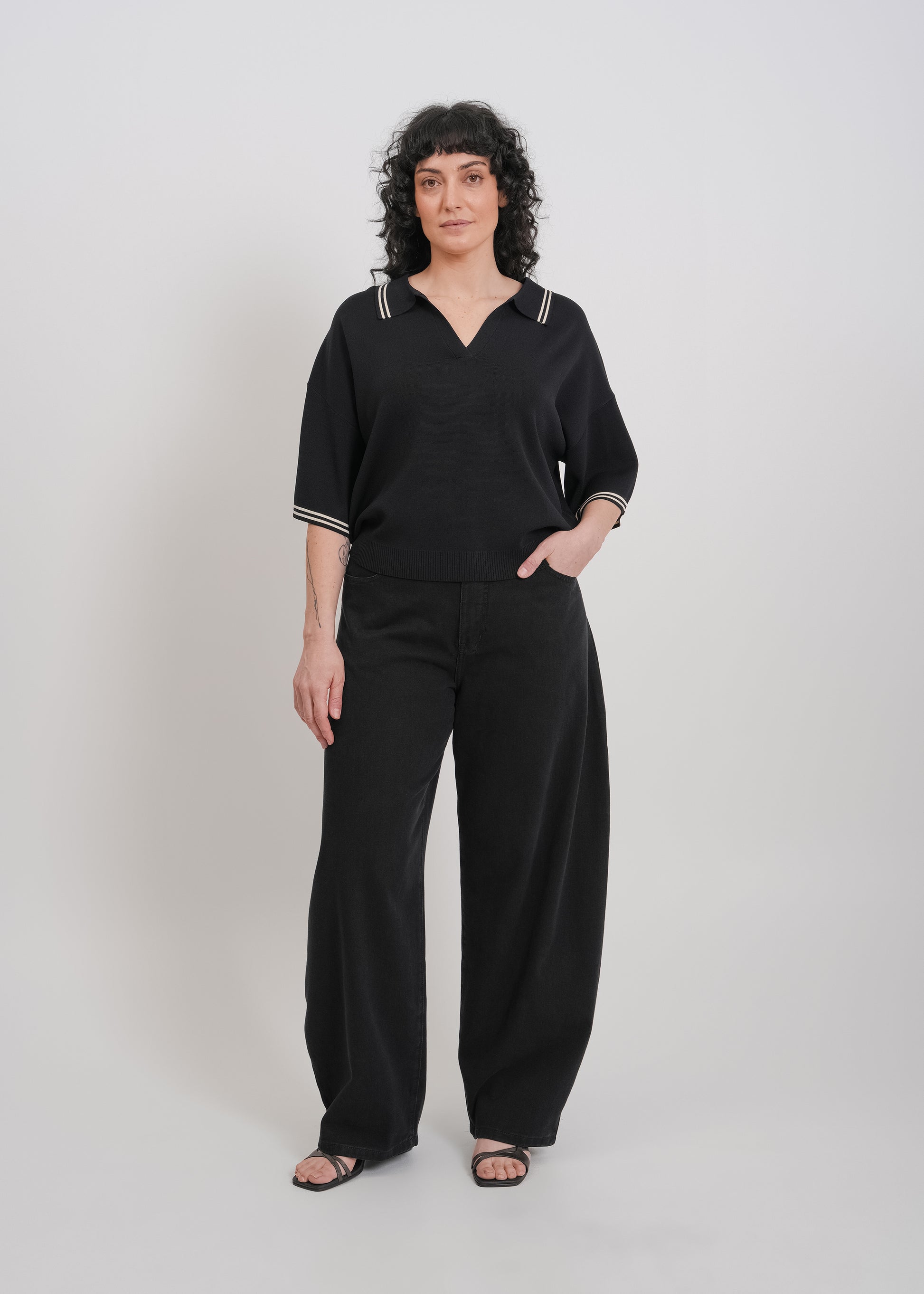Beckham Knit Polo / Black - 
Black (image 1)