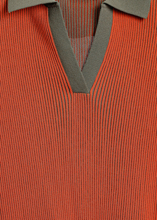 Beckham Knit Polo / Rust-Khaki