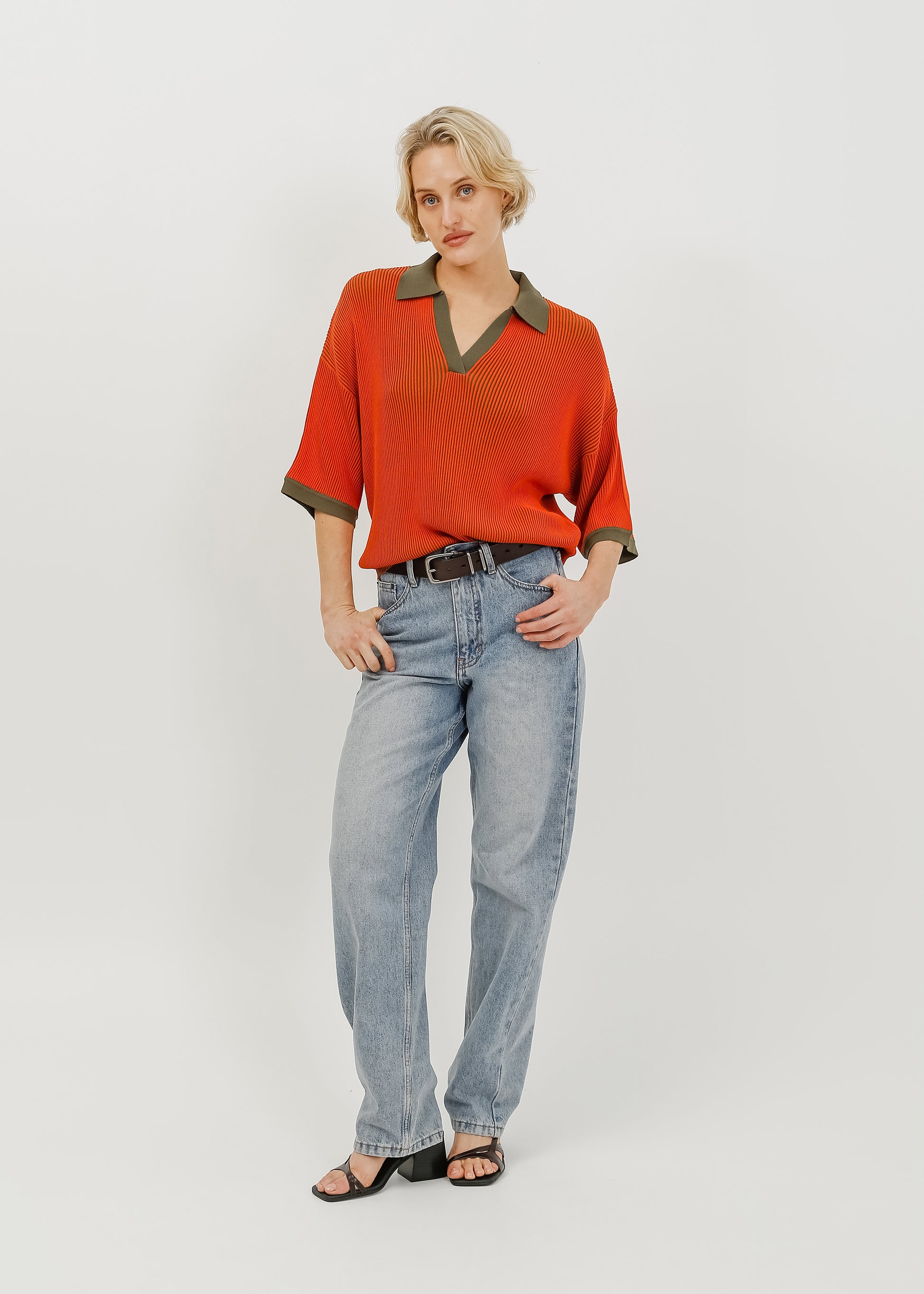 Beckham Knit Polo / Rust-Khaki - 
Rust Khaki (image 1)
