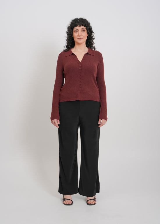 Dune Knit Cardi / Burnt Maroon