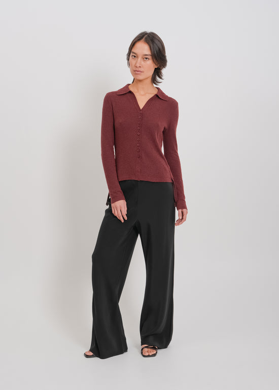 Dune Knit Cardi / Burnt Maroon