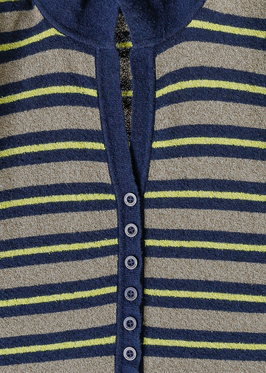 Dune Knit Cardi / Navy-Khaki-Lemon
