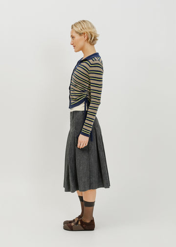 Dune Knit Cardi / Navy-Khaki-Lemon