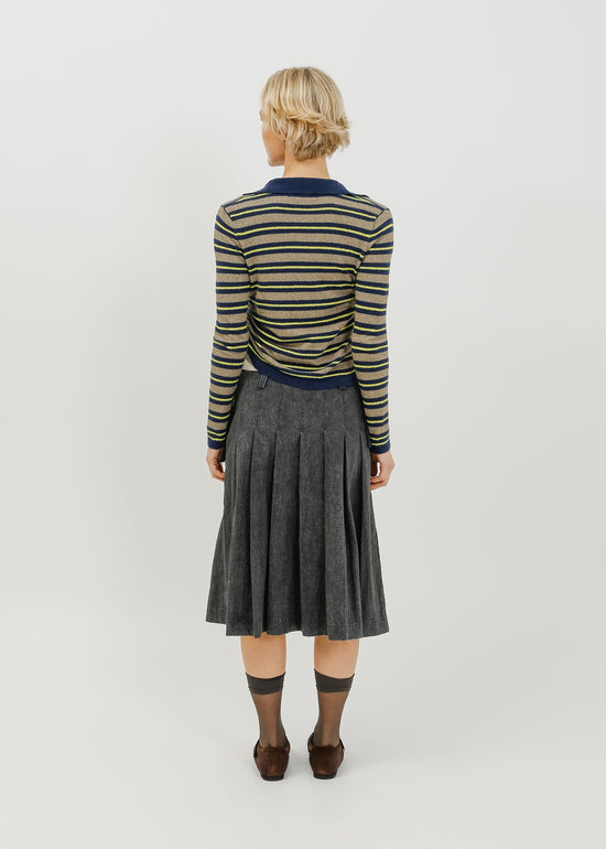 Dune Knit Cardi / Navy-Khaki-Lemon