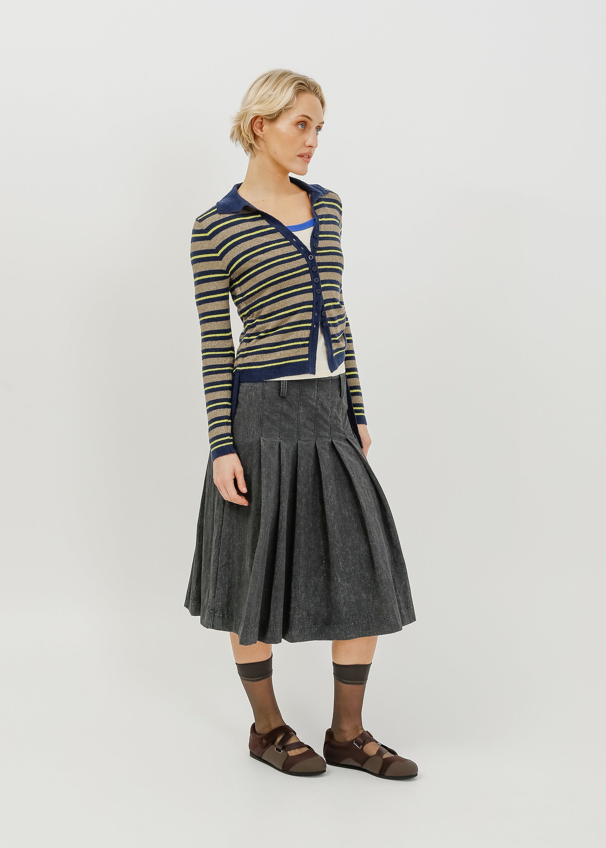 Dune Knit Cardi / Navy-Khaki-Lemon - 
Navy Khaki Lemon (image 2)