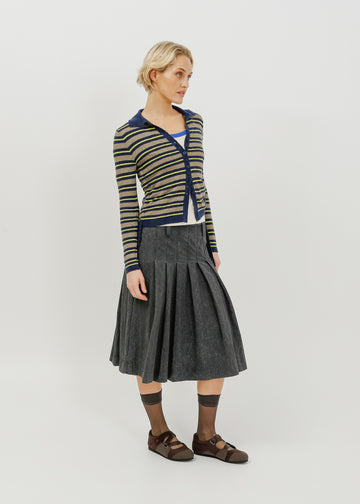 Dune Knit Cardi / Navy-Khaki-Lemon