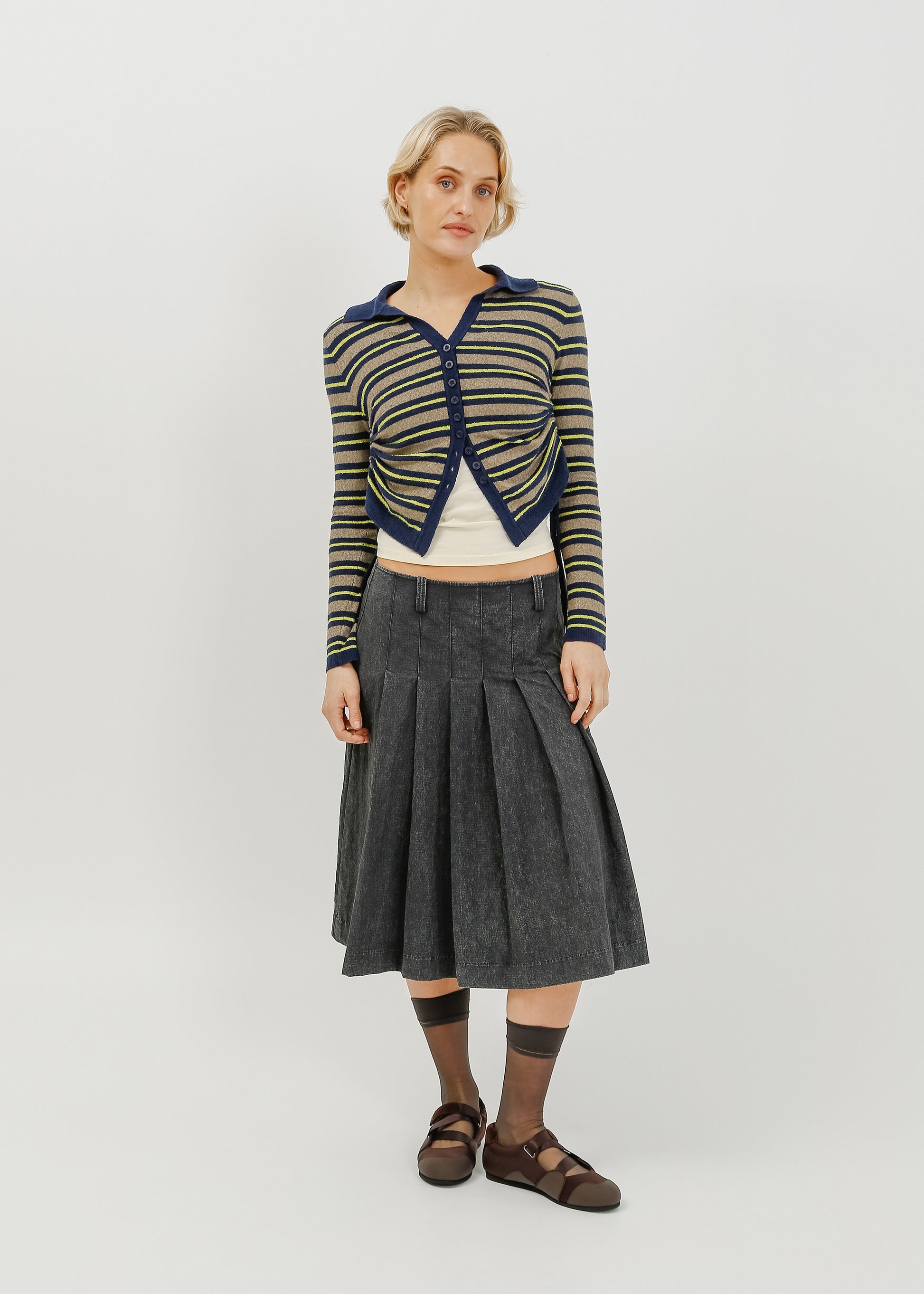 Dune Knit Cardi / Navy-Khaki-Lemon - 
Navy Khaki Lemon (image 5)