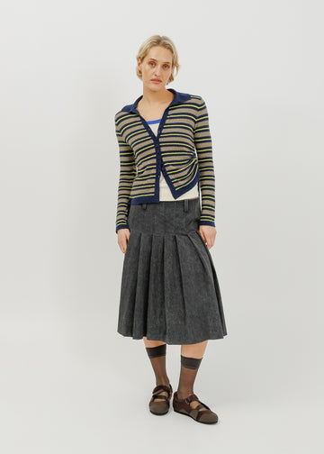Dune Knit Cardi / Navy-Khaki-Lemon