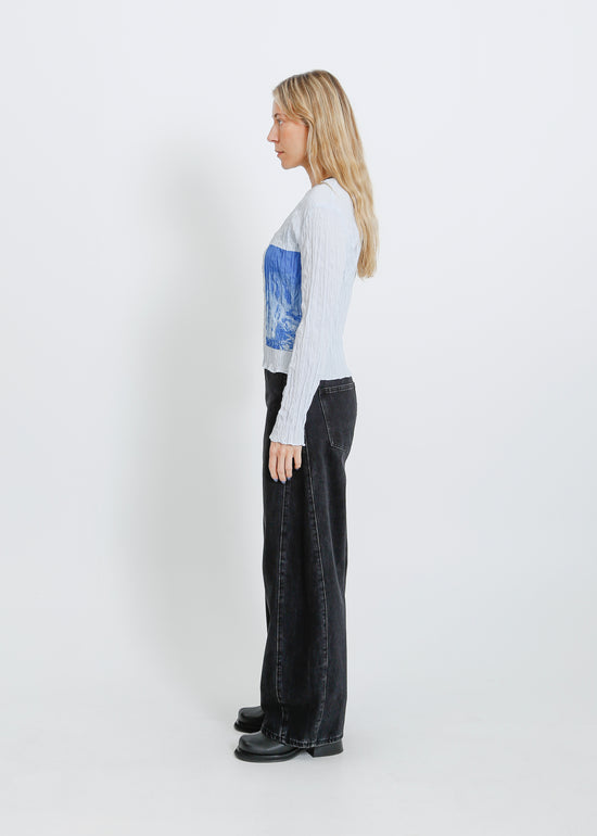 SHAUN PLEAT TOP / PALE BLUE