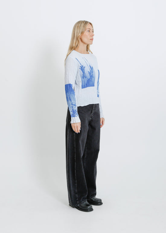 SHAUN PLEAT TOP / PALE BLUE