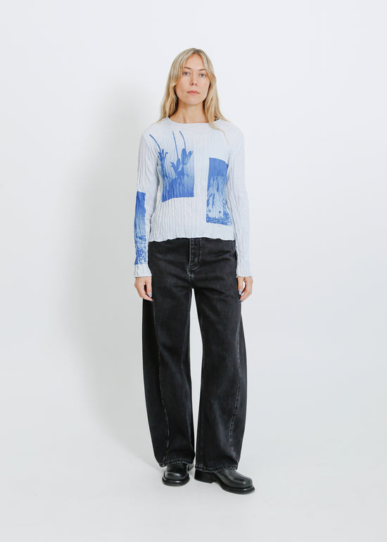 SHAUN PLEAT TOP / PALE BLUE