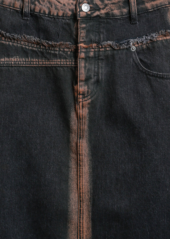 INDIO DENIM SKIRT / BLACK-ORANGE