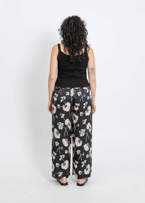 JACKSON PANT / FRAGILE BLOOMS - BLACK-CREAM
