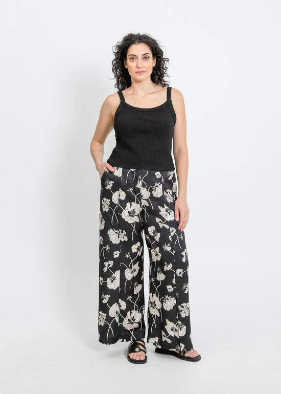 JACKSON PANT / FRAGILE BLOOMS - BLACK-CREAM