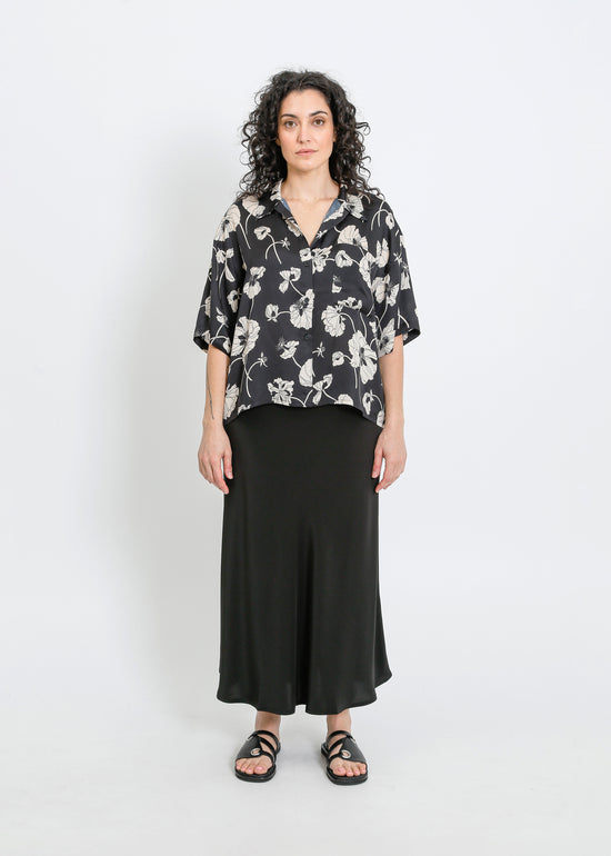 LOVE SHIRT / FRAGILE BLOOMS - BLACK-CREAM