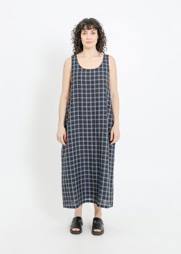 DION DRESS / BLACK-TEAL