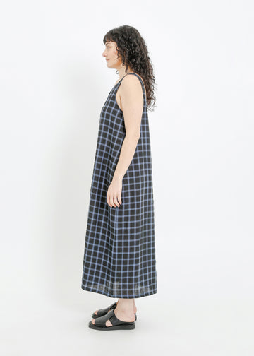DION DRESS / BLACK-TEAL