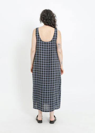 DION DRESS / BLACK-TEAL