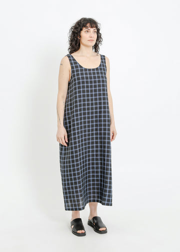 DION DRESS / BLACK-TEAL