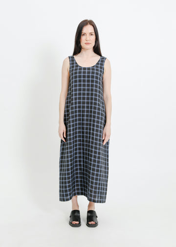 DION DRESS / BLACK-TEAL