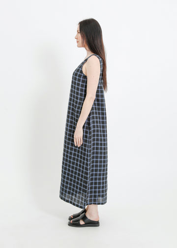 DION DRESS / BLACK-TEAL