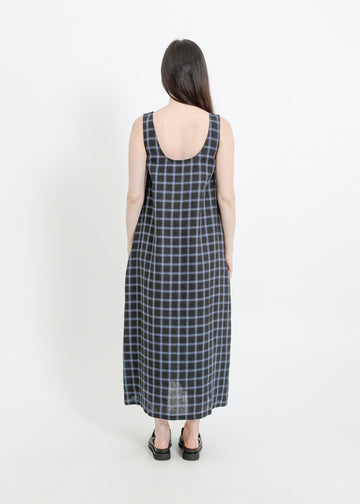 DION DRESS / BLACK-TEAL