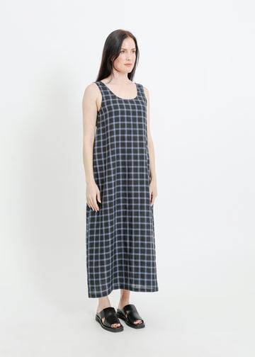 DION DRESS / BLACK-TEAL