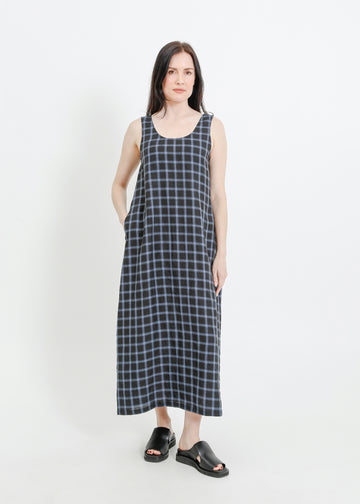 DION DRESS / BLACK-TEAL