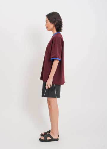 Maxwell Tee / Burnt Maroon-Blue