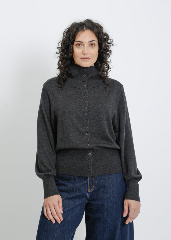 VALETTA KNIT CARDI / CHARCOAL