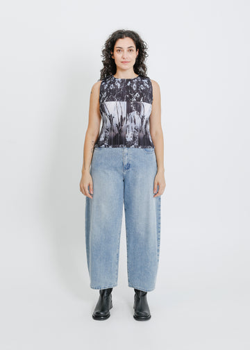 WINN PLEAT TANK  / BLACK-WHITE