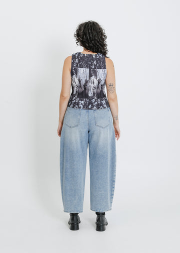 WINN PLEAT TANK  / BLACK-WHITE