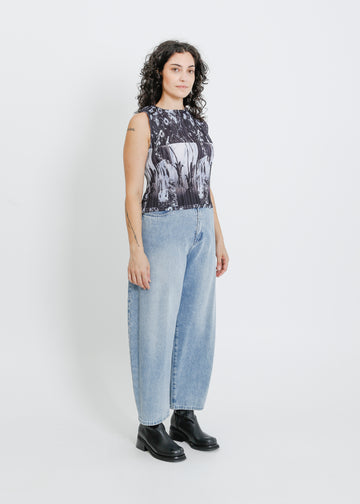 WINN PLEAT TANK  / BLACK-WHITE