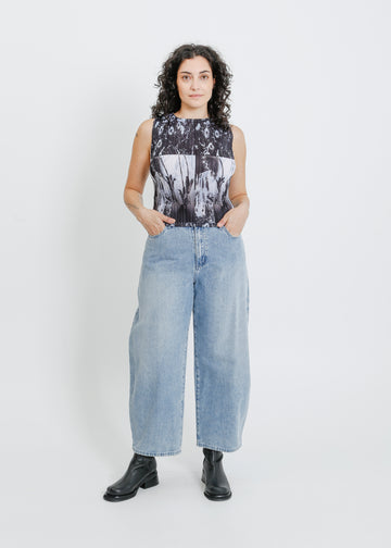 WINN PLEAT TANK  / BLACK-WHITE