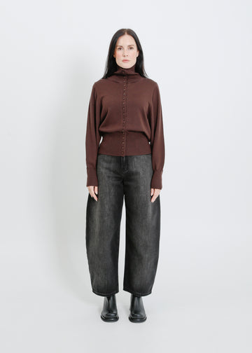VALETTA KNIT CARDI / CHOCOLATE