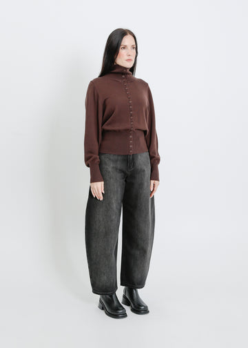 VALETTA KNIT CARDI / CHOCOLATE