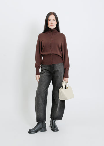 VALETTA KNIT CARDI / CHOCOLATE