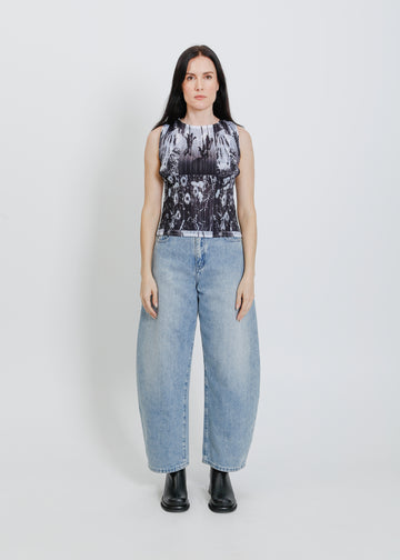 WINN PLEAT TANK  / BLACK-WHITE