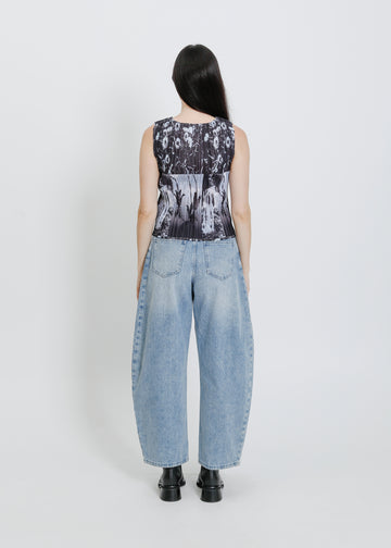 WINN PLEAT TANK  / BLACK-WHITE