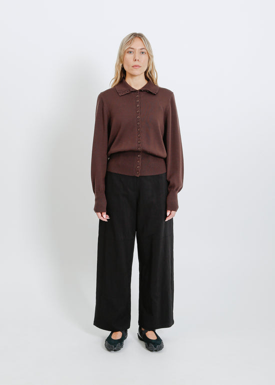 VALETTA KNIT CARDI / CHOCOLATE