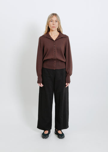 VALETTA KNIT CARDI / CHOCOLATE