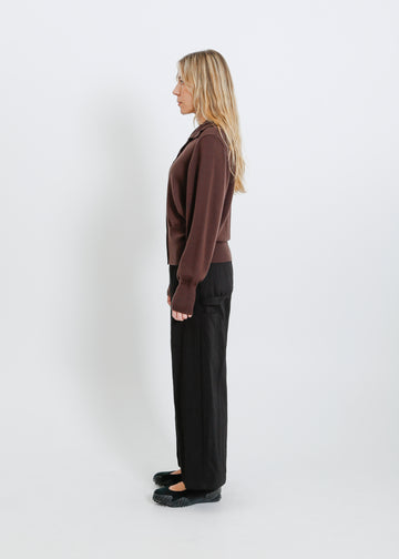 VALETTA KNIT CARDI / CHOCOLATE