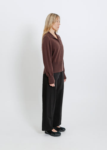 VALETTA KNIT CARDI / CHOCOLATE