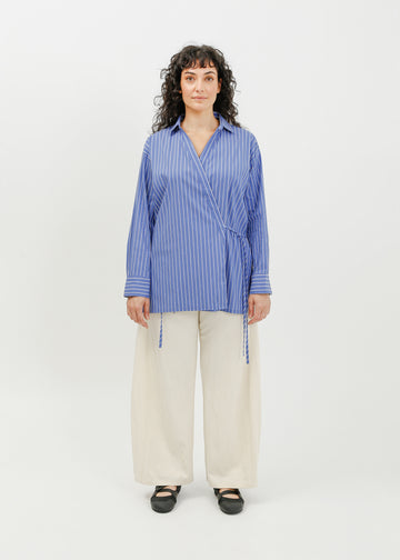 Selda Wrap Shirt / Blue-White
