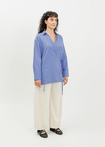 Selda Wrap Shirt / Blue-White