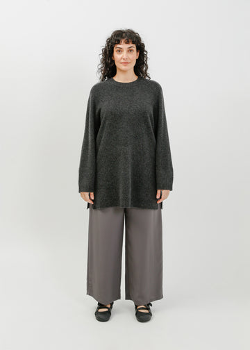 Abie Long Line Knit Sweat / Charcoal