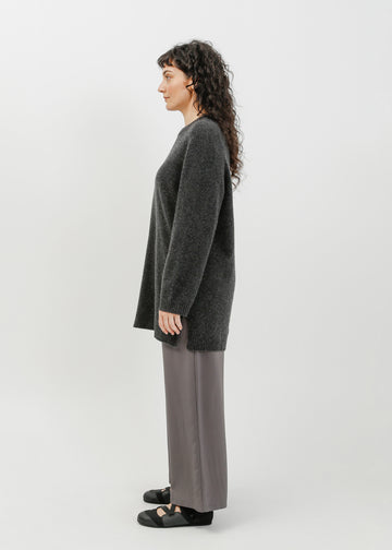 Abie Long Line Knit Sweat / Charcoal
