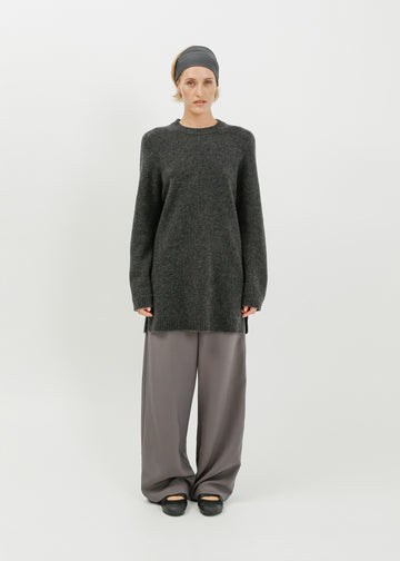 Abie Long Line Knit Sweat / Charcoal